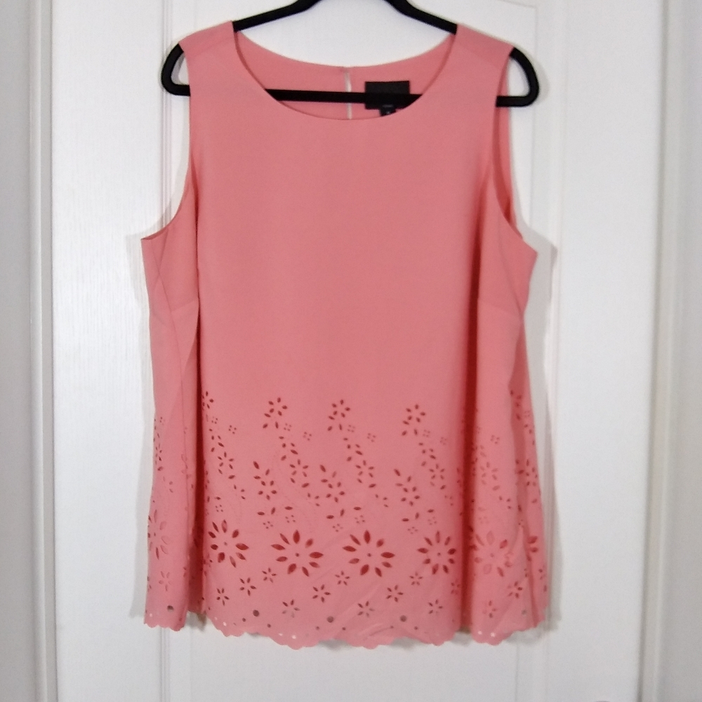 Cynthia Rowley Peach Sleeveless Blouse Top Sz 1X - Picture 1 of 4
